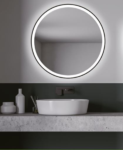 LED-Spiegel 2021 mit schwarzem Ring Ø 100 cm , (4000 K)